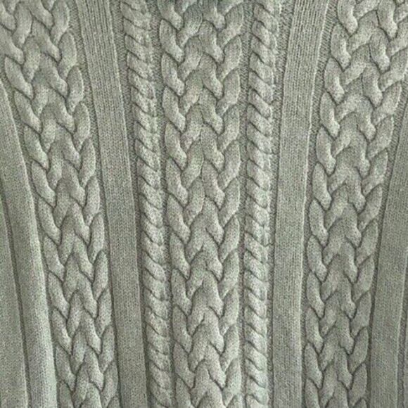 Ellen Tracy Cable Knit Turtleneck Sweater Womens M 80s Merino Wool Silk Seafoam - Picture 9 of 13